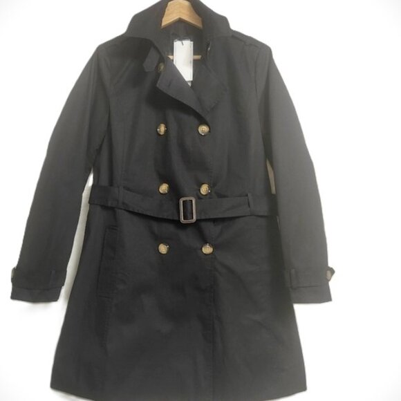 Stradivarius Women's Black Double-Breasted Trench Coat - Size L (NWT) - Picture 4 of 16